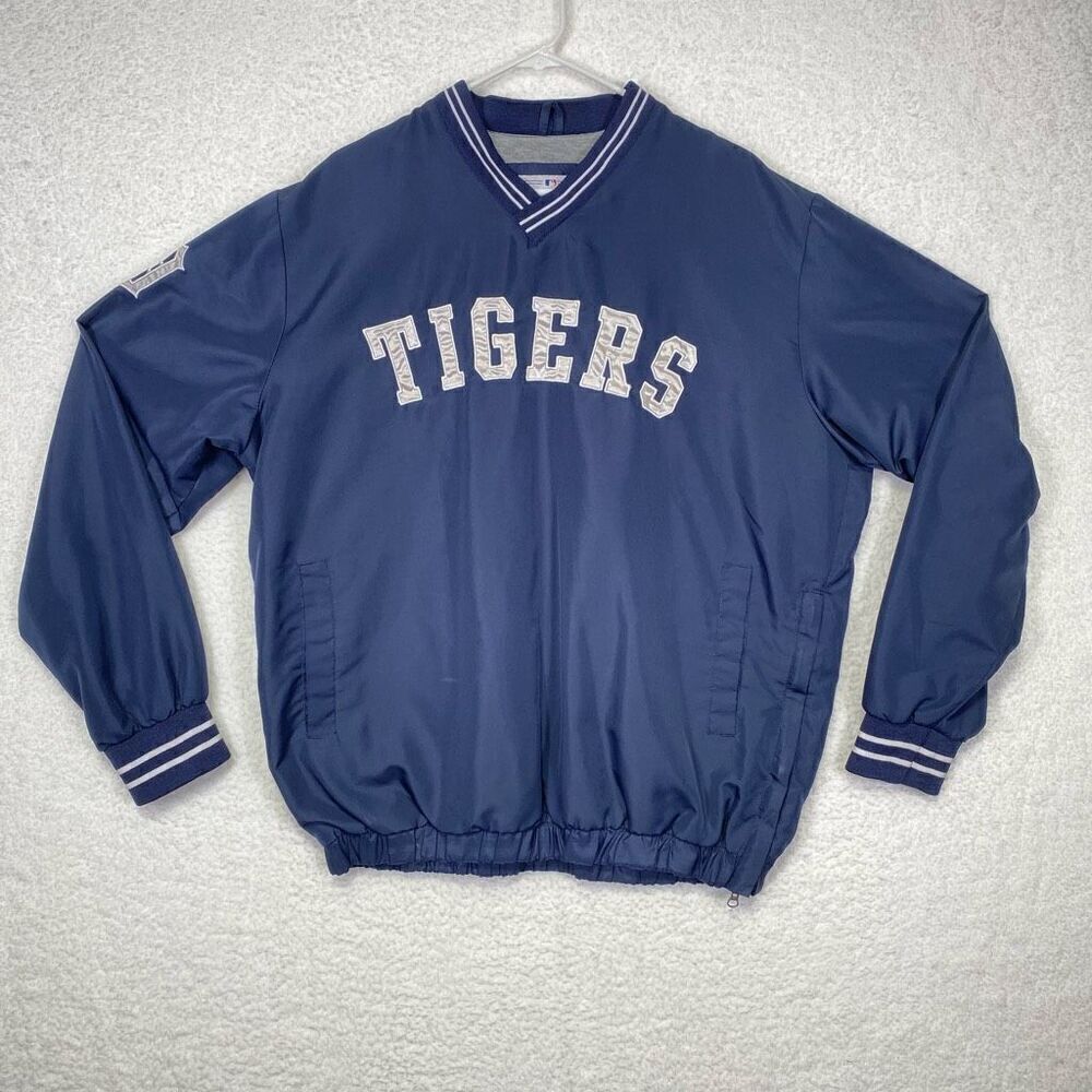 GIII Sports By Carl Banks Men's Detroit Tigers Pullover Windbreaker Blue Large